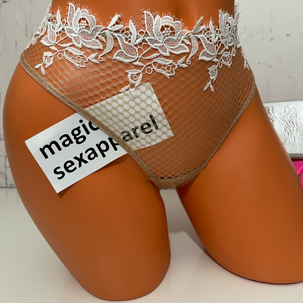 Victoria's Secret Tan and White Lace Panties